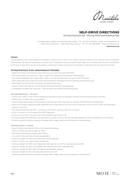 SELF-DRIVE DIRECTIONS Driving Directions Pg1 | Driving Times and Distances Pg2