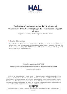 Evolution of Double-Stranded DNA Viruses of Eukaryotes: from Bacteriophages to Transposons to Giant Viruses Eugene V