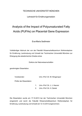 Analysis of the Impact of Pufas on Placental Gene Expression V2.28 Uploadx