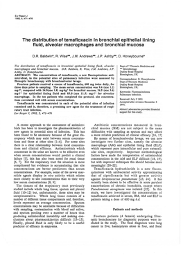 The Distribution of Temafloxacin in Bronchial Epithelial Lining Fluid, Alveolar Macrophages and Bronchial Mucosa