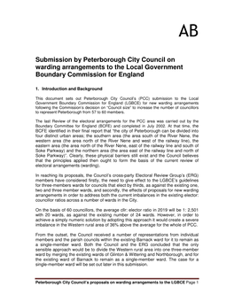 Submission by Peterborough City Council on Warding Arrangements to the Local Government Boundary Commission for England