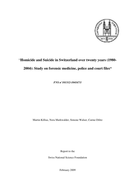 “Homicide and Suicide in Switzerland Over Twenty Years (1980- 2004