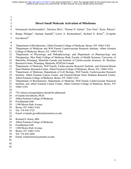 Direct Small Molecule Activation of Mitofusins 4 5 Emmanouil Zacharioudakis1, Nikolaos Biris1, Thomas P