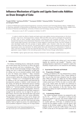 Influence Mechanism of Lignite and Lignite Semi-Coke Addition on Drum Strength of Coke