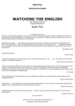 Fox,Kate,Watching the English.Pdf