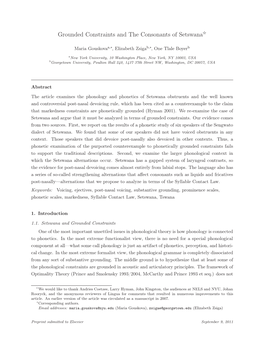 Grounded Constraints and the Consonants of Setswana✩