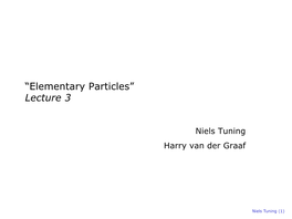 Elementary Particles” Lecture 3