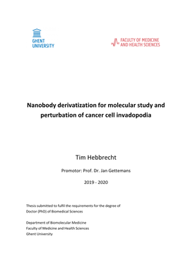 Nanobody Derivatization for Molecular Study and Perturbation of Cancer Cell Invadopodia