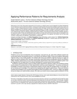 Applying Performance Patterns for Requirements Analysis