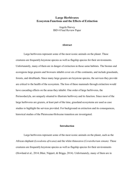 Large Herbivores Ecosystem Functions and the Effects of Extinction