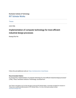 Implementation of Computer Technology for More Efficient Industrial Design Processes