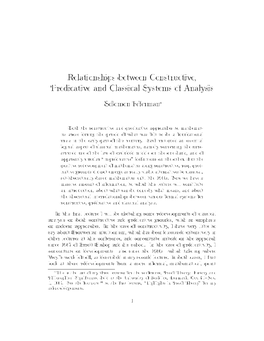 Relationships Between Constructive, Predicative and Classical Systems