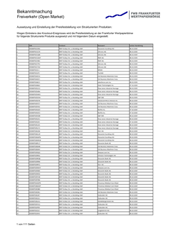 Bekanntmachung Freiverkehr (Open Market)