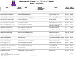 TRIBUNAL DE JUSTIÇA DO ESTADO DA BAHIA Membros E Agentes Públicos
