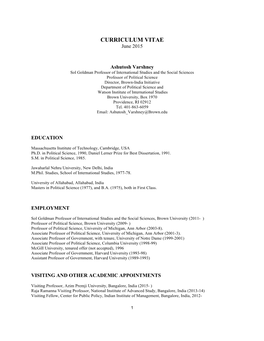 CURRICULUM VITAE June 2015