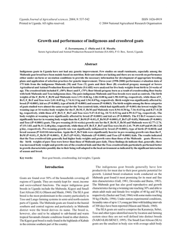 Growth and Performance of Indigenous and Crossbred Goats