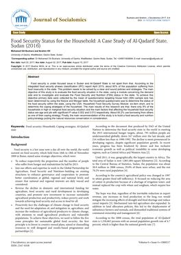 Food Security Status for the Household: a Case Study of Al