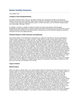 Market Volatility Disclaimer