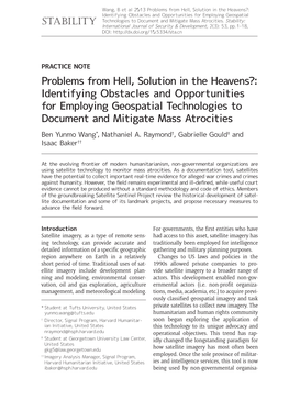 Problems from Hell, Solution in the Heavens?: Identifying Obstacles and Opportunities for Employing Geospatial Technologies to Document and Mitigate Mass Atrocities