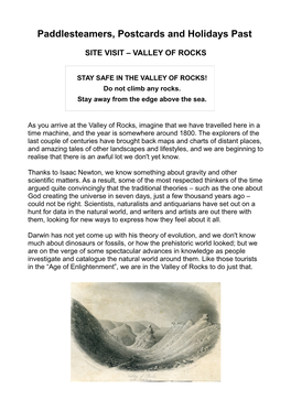Valley of Rocks Site Visit
