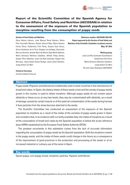 Report of the Scientific Committee of the Spanish Agency for Consumer Affairs, Food Safety and Nutrition (AECOSAN) in Relation T