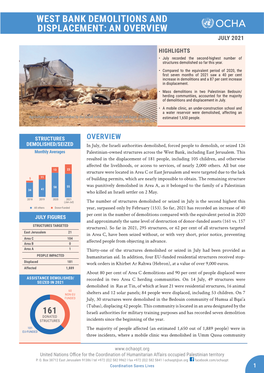 West Bank Demolitions and Displacement: an Overview July 2021