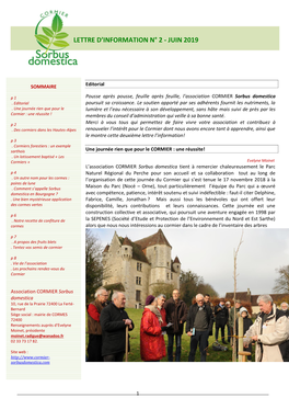 Lettre D'information – Association CORMIER Sorbus Domestica