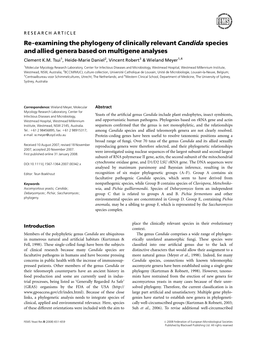 Reexamining the Phylogeny of Clinically Relevant Candida Species