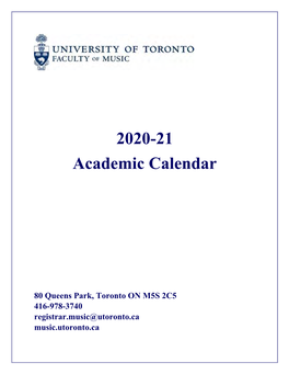 2020-21 Academic Calendar