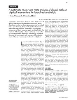 A Systematic Review and Meta-Analysis of Clinical Trials on Physical Interventions for Lateral Epicondylalgia