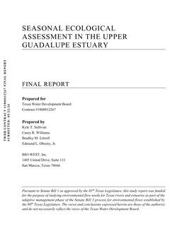 Seasonal Ecological Assessment in the Upper Guadalupe Estuary