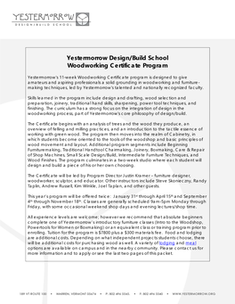 Yestermorrow Design/Build School Woodworking Certificate Program