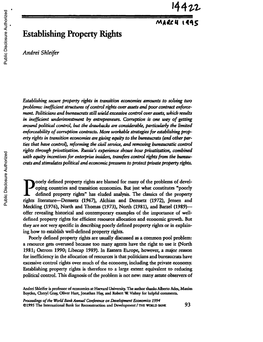 Establishing Property Rights Is Therefore to a Large Extent Equivalent to Reducing Political Control