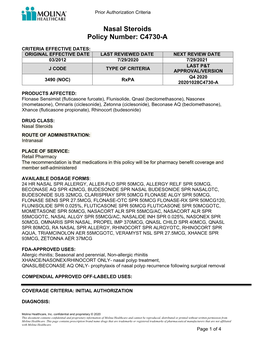 Nasal Steroids C4730-A