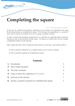 Completing the Square