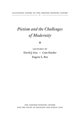 Pietism and the Challenges of Modernity