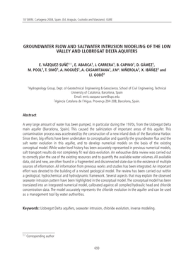 Groundwater Flow and Saltwater Intrusion Modeling of the Low Valley and Llobregat Delta Aquifers