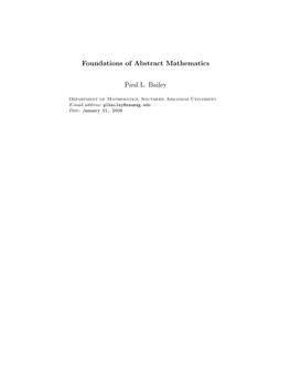 Foundations of Abstract Mathematics Paul L. Bailey