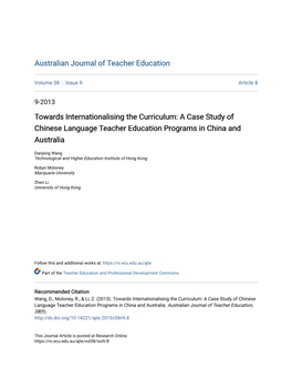 A Case Study of Chinese Language Teacher Education Programs in China and Australia