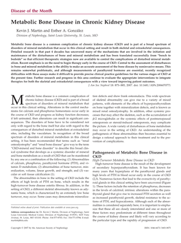 Metabolic Bone Disease in Chronic Kidney Disease