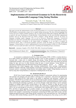 Implementation of Unrestricted Grammar in to the Recursively Enumerable Language Using Turing Machine