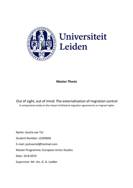 The Externalisation of Migration Control a Comparative Study on the Impact of Bilateral Migration Agreements on Migrant Rights