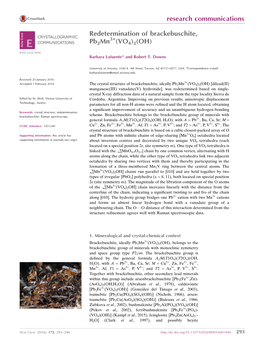 Redetermination of Brackebuschite, Pb2mn3+(VO4)2(OH)