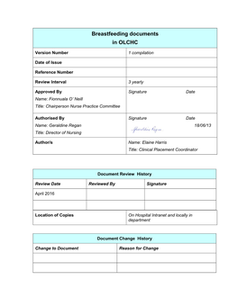 Breastfeeding Documents in OLCHC