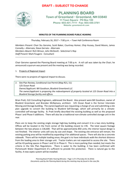 PLANNING BOARD Town of Greenland  Greenland, NH 03840 11 Town Square  PO Box 100 Phone: 603.431.7111  Fax: 603.430.3761 Website: Greenland-Nh.Com