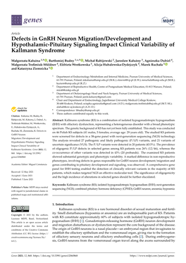 Defects in Gnrh Neuron Migration/Development and Hypothalamic-Pituitary Signaling Impact Clinical Variability of Kallmann Syndrome