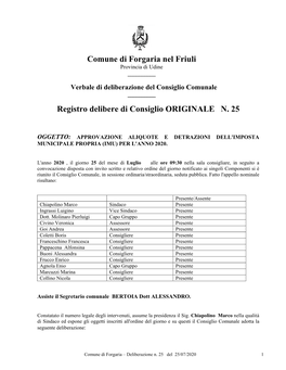 Comune Di Forgaria Nel Friuli Provincia Di Udine ______