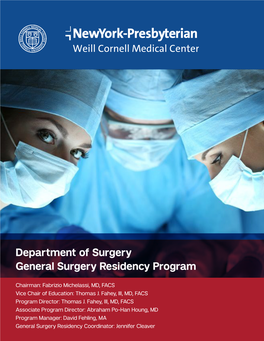 Department of Surgery General Surgery Residency Program