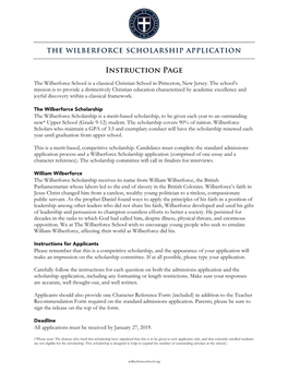 Wilberforce Scholarship Application 2019