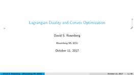 Lagrangian Duality and Convex Optimization